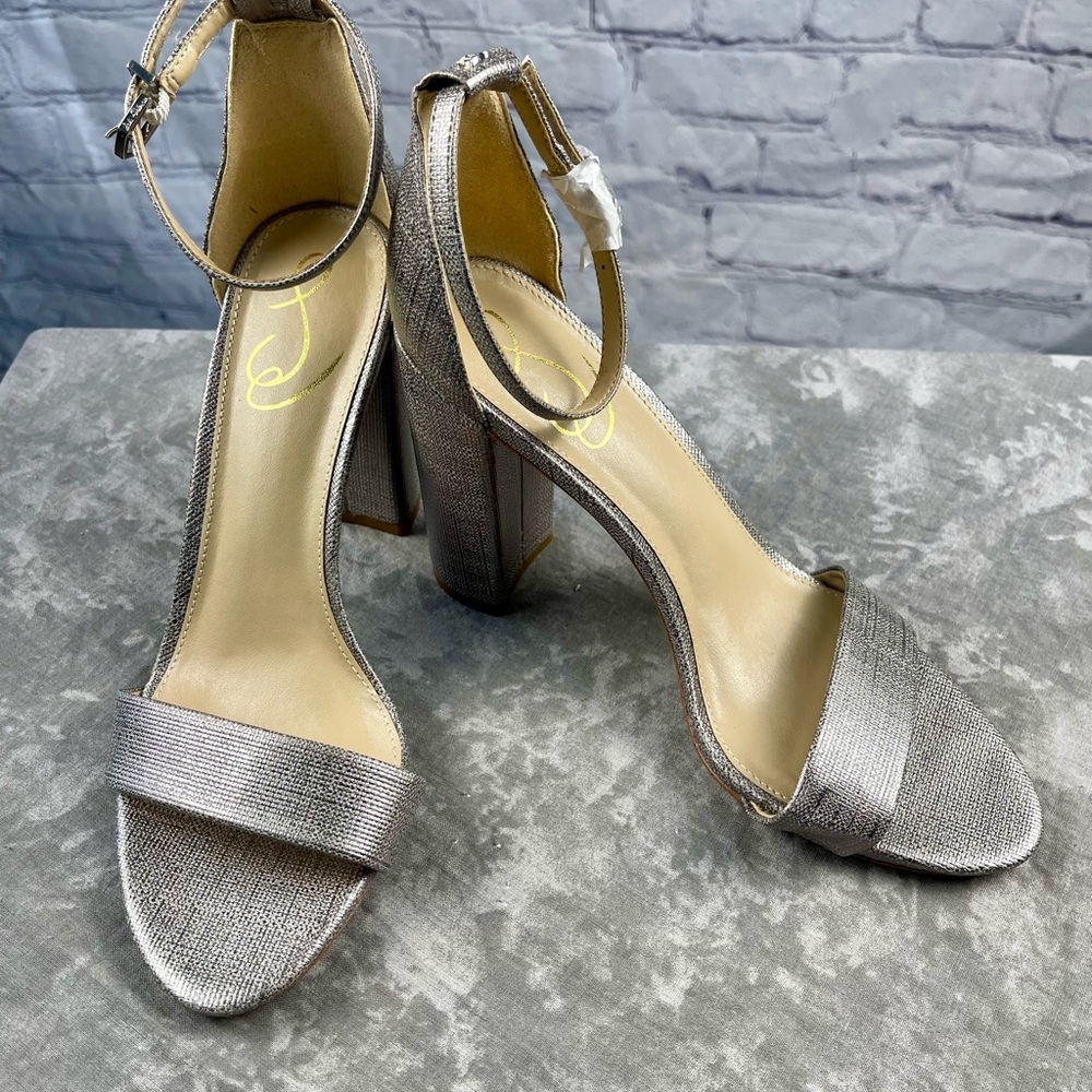 New Sam Edelman Silver Yaro Blocked Heel/ Sandal Size 8.5 - Picture 10 of 11
